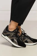Sneakers BOSS30 cu adaos de piele Pollini 	negru	