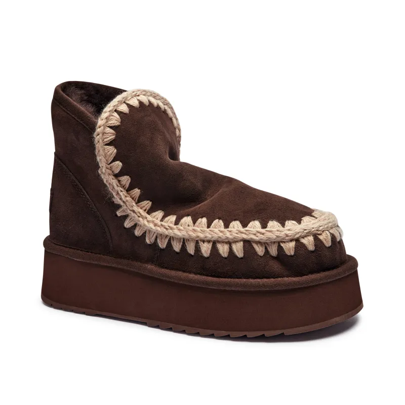 MOU De piele bocanci Mini Eskimo Platform cu adaos de lână