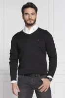 pulover Core | Regular Fit | z dodatkiem jedwabiu Tommy Hilfiger 	negru	