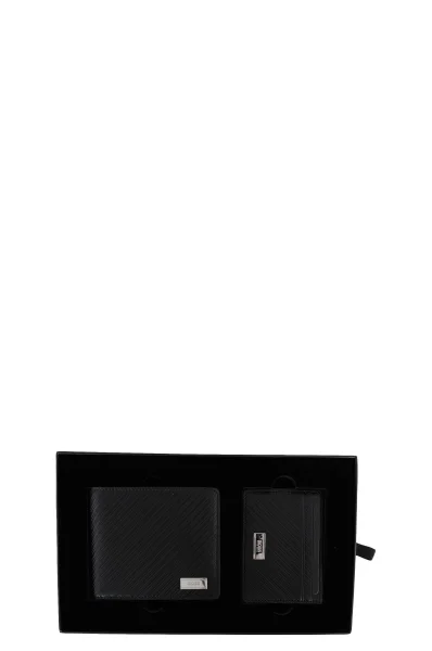 De piele portofel + husă pentru carduri BOSS BLACK 	negru	