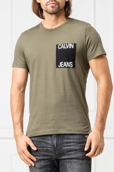 tricou POCKET | Slim Fit CALVIN KLEIN JEANS 	verde	