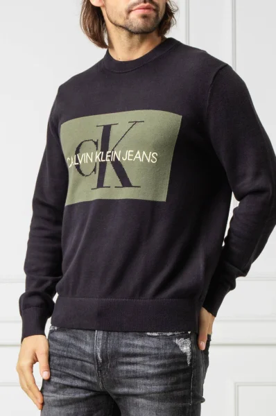 pulover ICONIC MONOGRAM LOGO | Regular Fit CALVIN KLEIN JEANS 	negru	