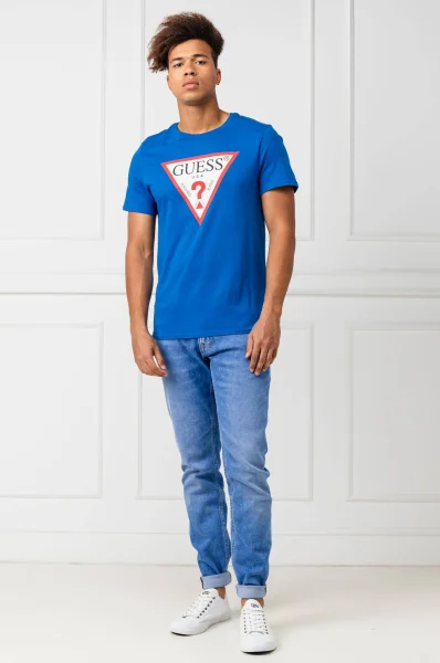 tricou original logo core | Slim Fit GUESS 	albastru	