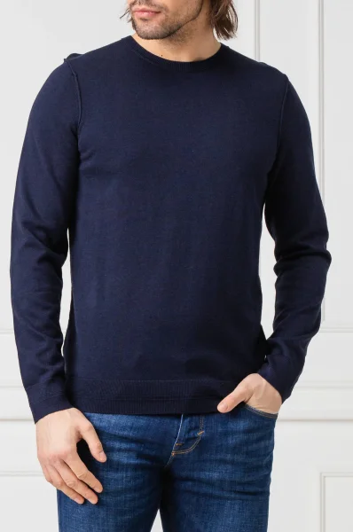 pulover kwasiros z dodatkiem kaszmiru BOSS ORANGE 	bluemarin	